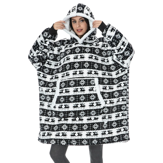 Oversized Wearable Throw with Hood & Front Pocket for Couch Lounging, Streaming & Staying Warm Indoors or Outdoors | Thomler