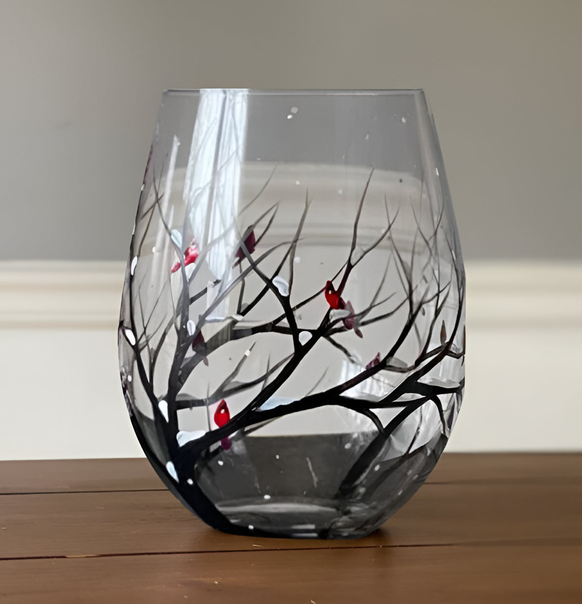 Hand-Painted Seasonal Tree Wine Glass Set – Artistic Stemmed or Stemless Design for Home Entertaining & Collectors | Thomler