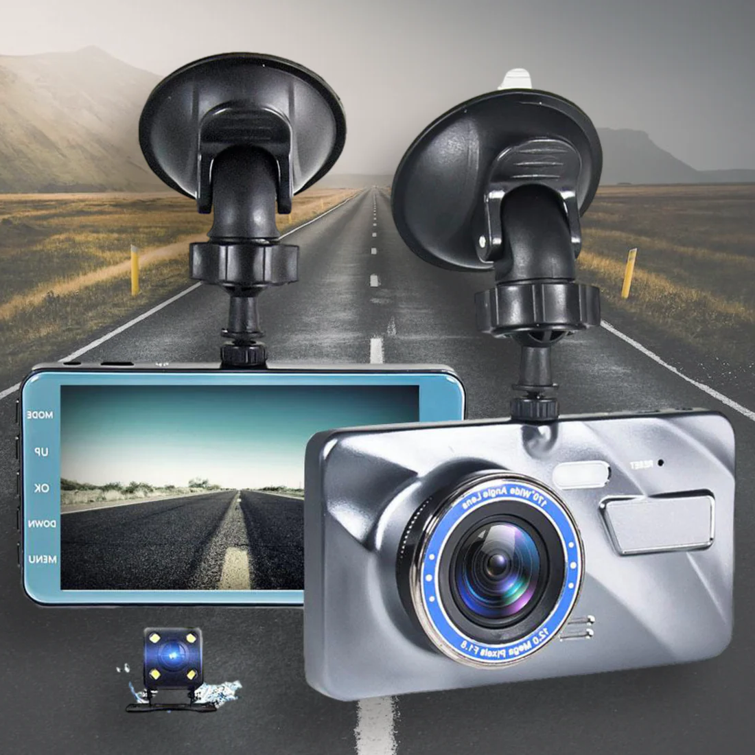 Dual Camera Car Recorder Front Rear 1080p HD Wide Angle Dashboard Video System Night Vision Parking Monitor Motion Sensor Loop Recording | Thomler