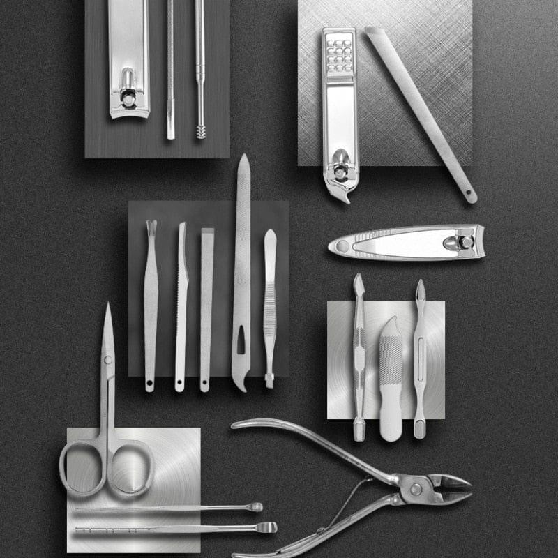 Complete Nail Care Tool Kit – 19-Piece Grooming Essentials in Leather Case | Thomler