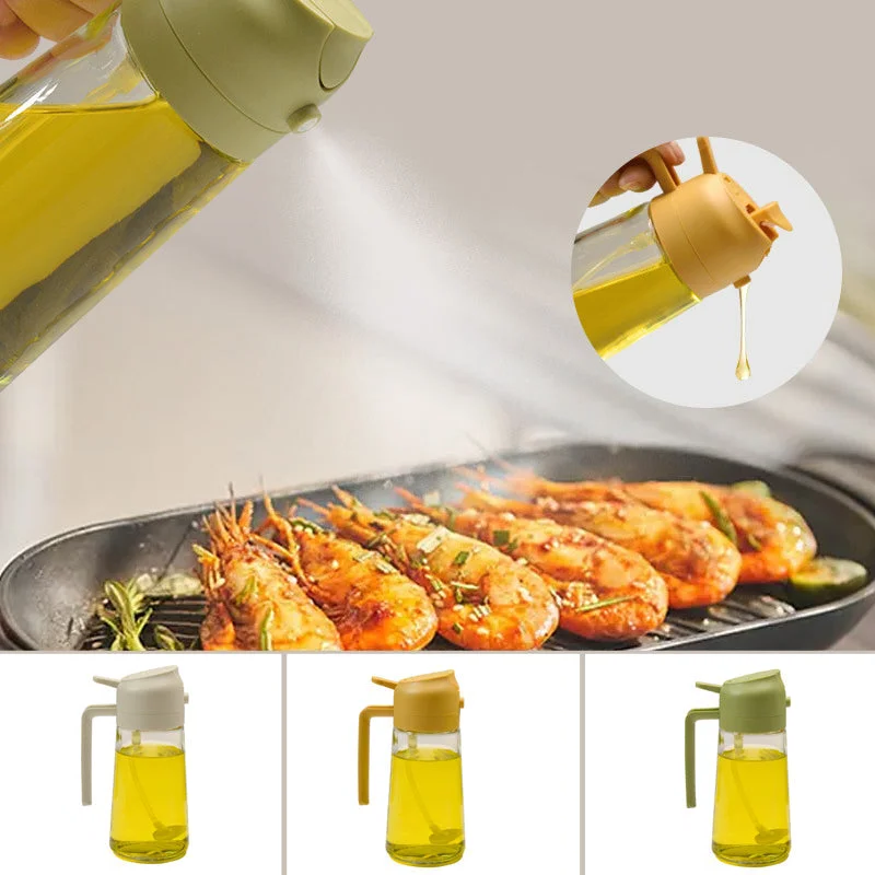 Dual-Function Oil Bottle with Press Pump Mister for Cooking – Glass Kitchen Dispenser Spray Bottle for Olive Oil, Vinegar & Dressings | Thomler