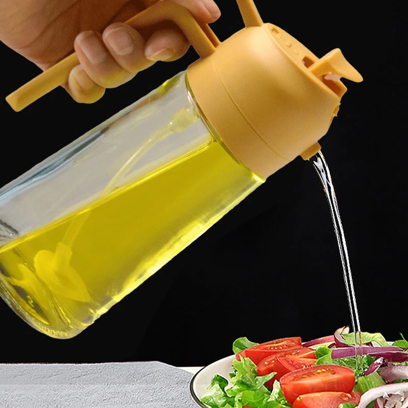 Dual-Function Oil Bottle with Press Pump Mister for Cooking – Glass Kitchen Dispenser Spray Bottle for Olive Oil, Vinegar & Dressings | Thomler