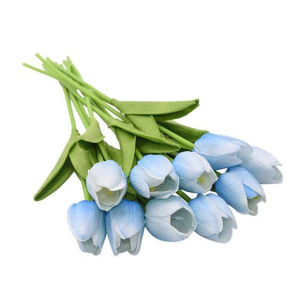 Silk Tulip Stems Set – Lifelike Petals & Leaves – Indoor Decor Arrangement Bouquet – No Watering Required | Thomler