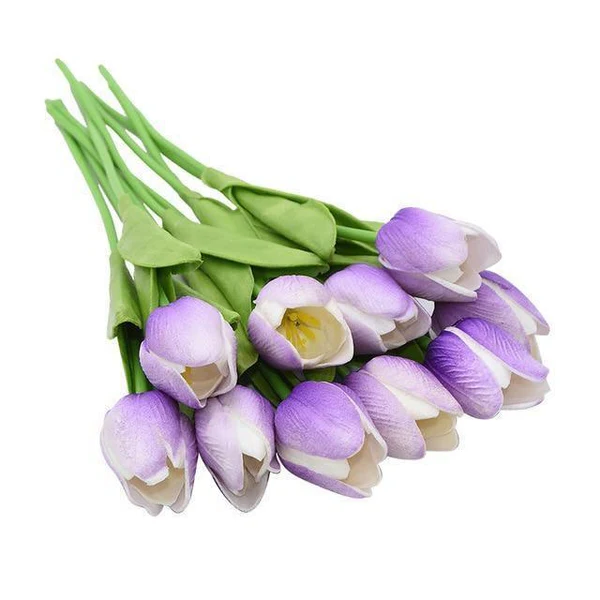 Silk Tulip Stems Set – Lifelike Petals & Leaves – Indoor Decor Arrangement Bouquet – No Watering Required | Thomler