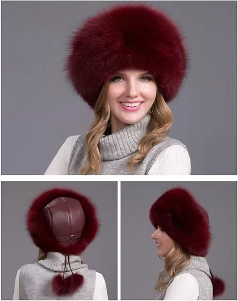 Genuine Fox Fur Winter Hat with Ear Flaps – Full-Coverage Luxury Cold-Weather Cap for Women | Thomler