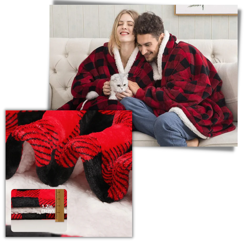 Oversized Wearable Throw with Hood & Front Pocket for Couch Lounging, Streaming & Staying Warm Indoors or Outdoors | Thomler