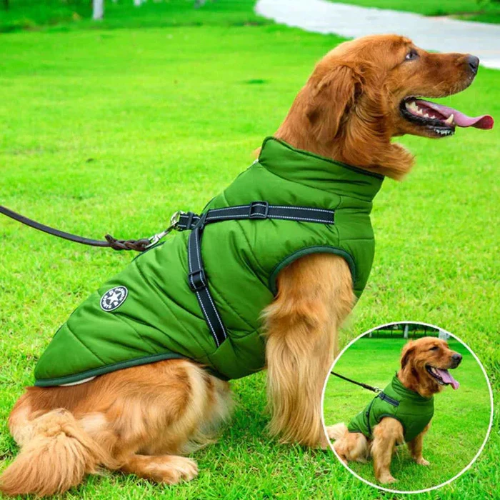 Cold-Weather Dog Coat with Fleece Lining & Leash Attachment — Weatherproof Outerwear for Active Pups, All Breeds, Reflective Safety Trim | Thomler