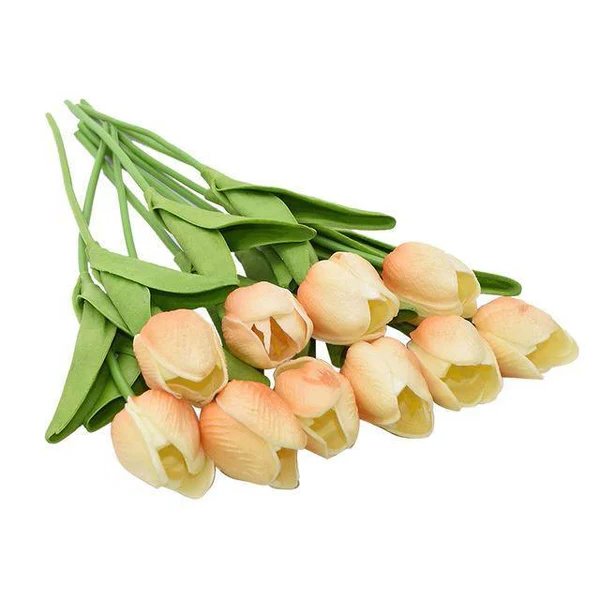Silk Tulip Stems Set – Lifelike Petals & Leaves – Indoor Decor Arrangement Bouquet – No Watering Required | Thomler