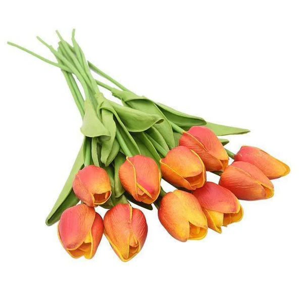 Silk Tulip Stems Set – Lifelike Petals & Leaves – Indoor Decor Arrangement Bouquet – No Watering Required | Thomler