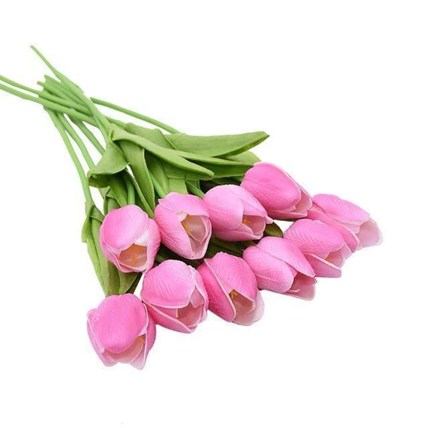 Silk Tulip Stems Set – Lifelike Petals & Leaves – Indoor Decor Arrangement Bouquet – No Watering Required | Thomler