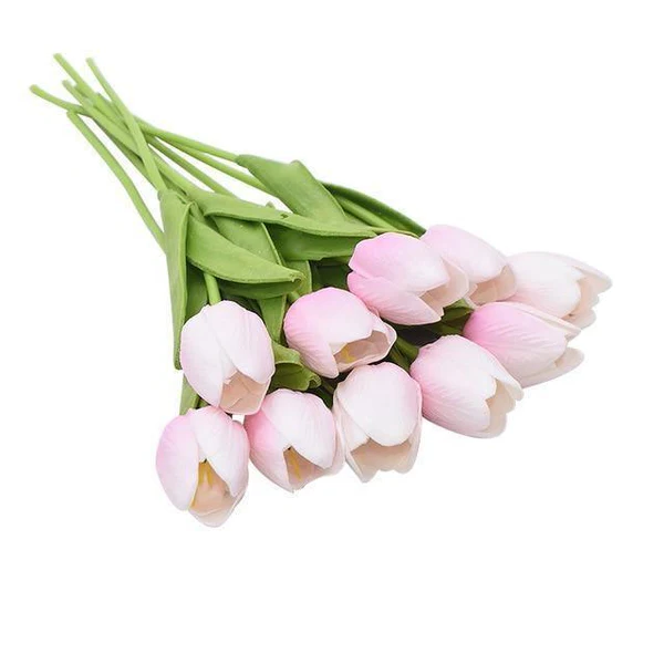 Silk Tulip Stems Set – Lifelike Petals & Leaves – Indoor Decor Arrangement Bouquet – No Watering Required | Thomler