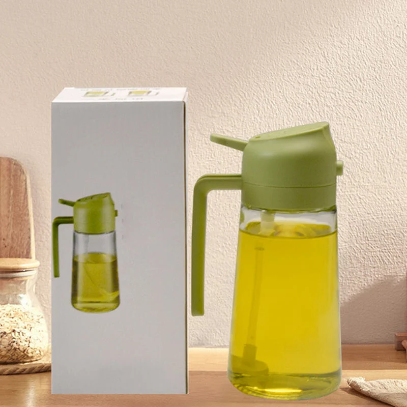 Dual-Function Oil Bottle with Press Pump Mister for Cooking – Glass Kitchen Dispenser Spray Bottle for Olive Oil, Vinegar & Dressings | Thomler