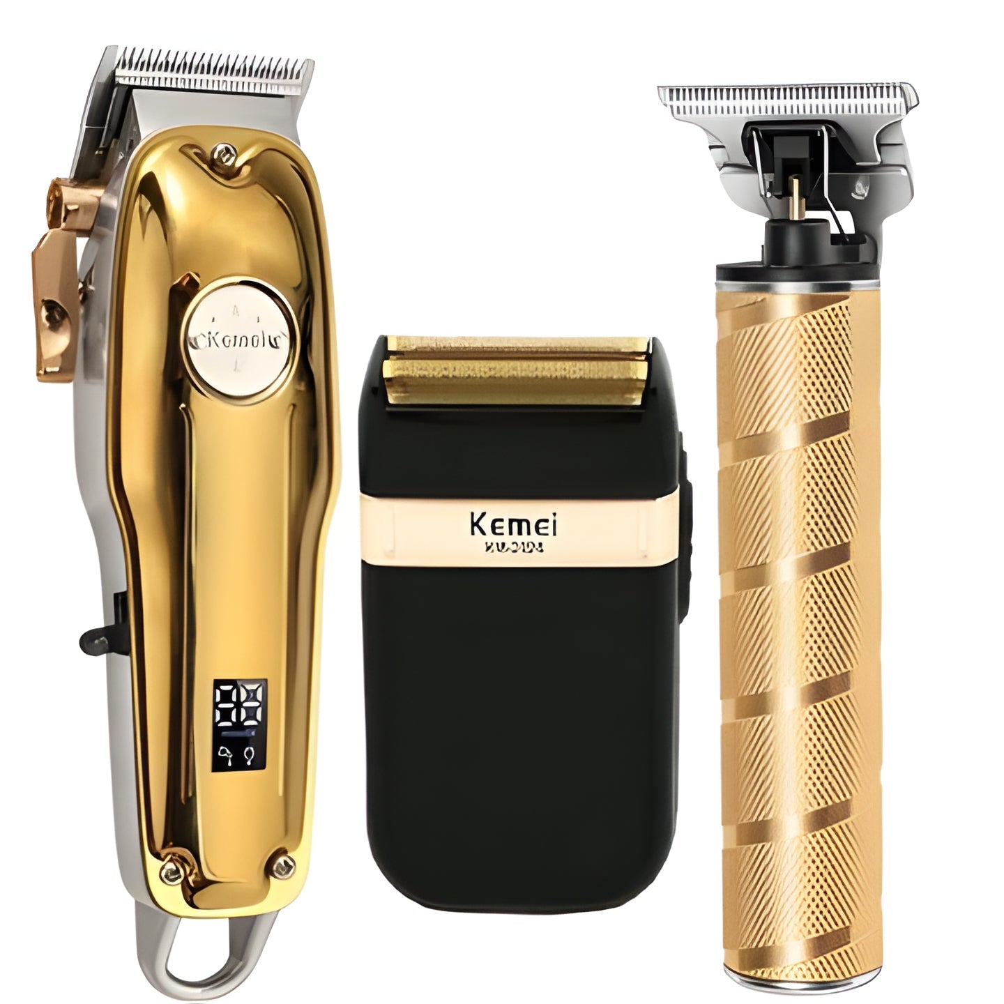 Metal Cordless Hair Trimmer Set with T-Blade Outliner & Foil Shaver for Men – Rechargeable Clippers with Adjustable Lever & 4 Guide Combs fo | Thomler