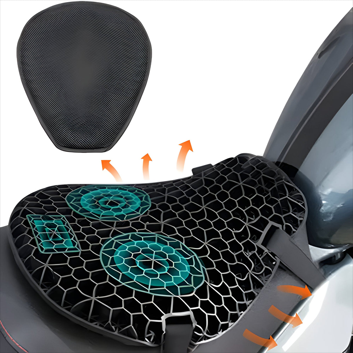 Gel Motorcycle Seat Cushion with Shock Absorption for Long Rides – Breathable Honeycomb Design, Non-Slip Bottom, Universal Fit for Touring | Thomler