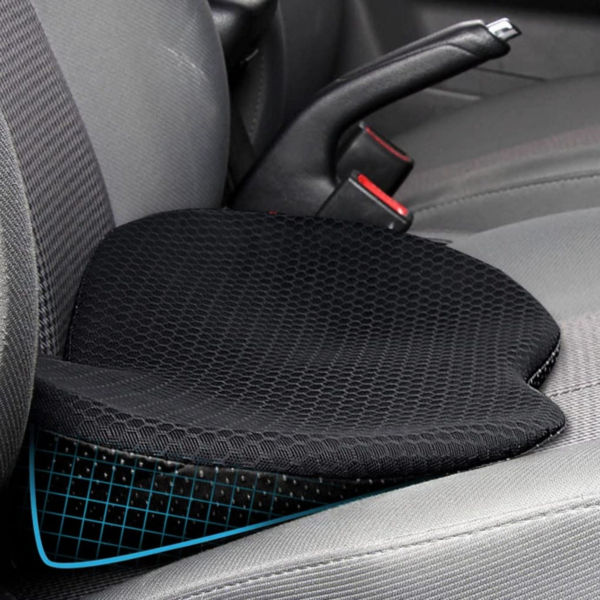 Ergonomic Driver Seat Lift Pad with Memory Foam | Extra Height for Better Visibility & Back Support | Anti-Slip Bottom | Breathable | Thomler