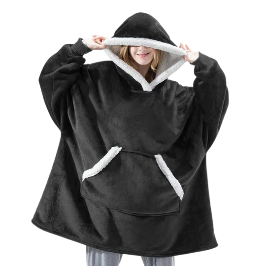 Oversized Wearable Throw with Hood & Front Pocket for Couch Lounging, Streaming & Staying Warm Indoors or Outdoors | Thomler