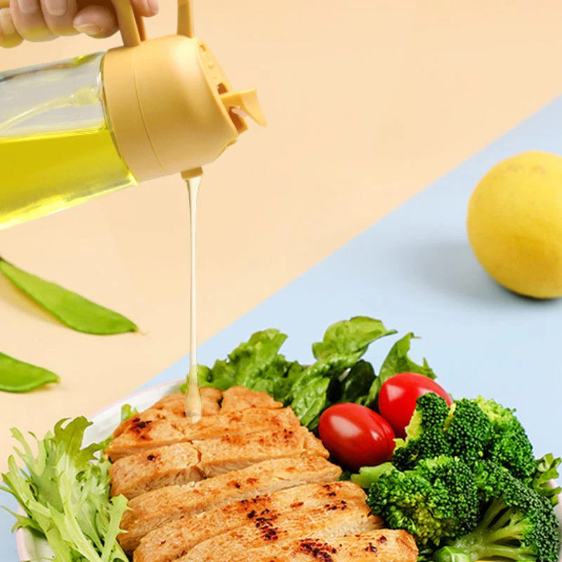 Dual-Function Oil Bottle with Press Pump Mister for Cooking – Glass Kitchen Dispenser Spray Bottle for Olive Oil, Vinegar & Dressings | Thomler
