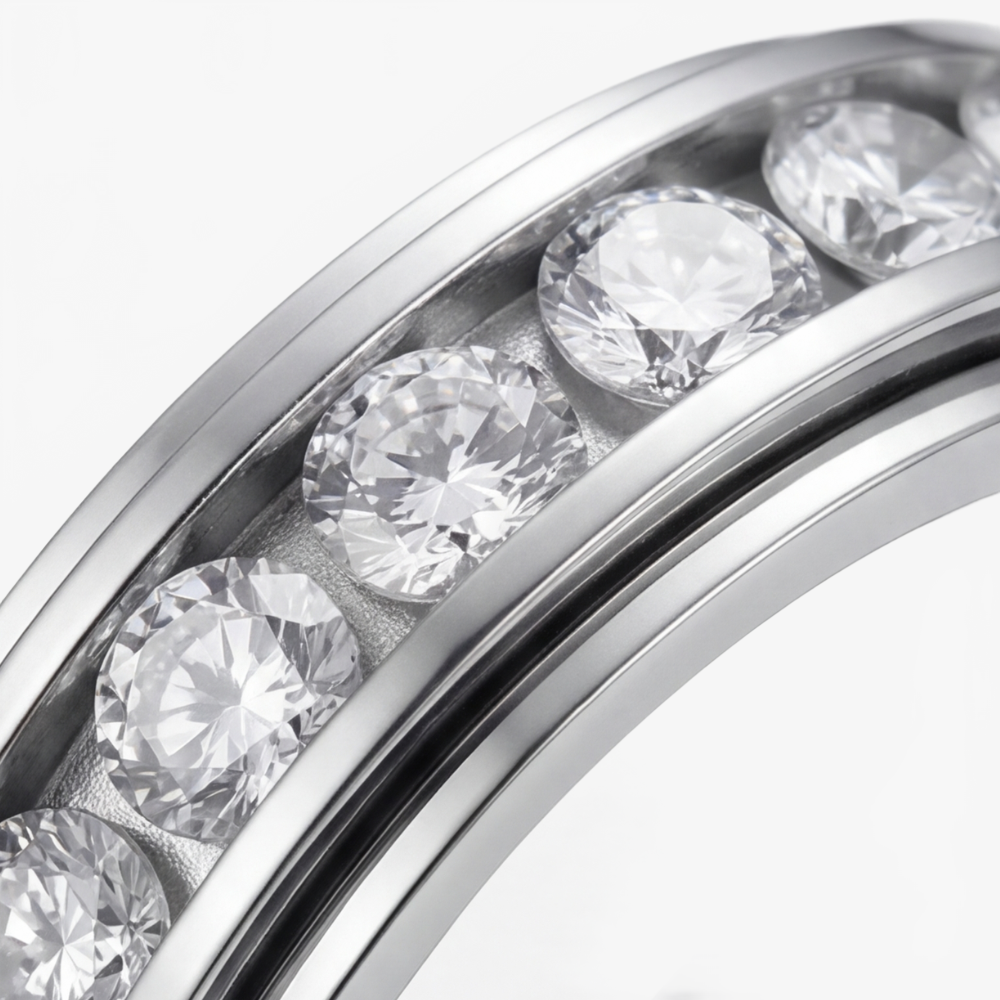 Titanium Steel Spinner Ring with Zirconia Stones for Anxiety Relief & Everyday Wear | Hypoallergenic Fidget Ring for Women & Men | Thomler