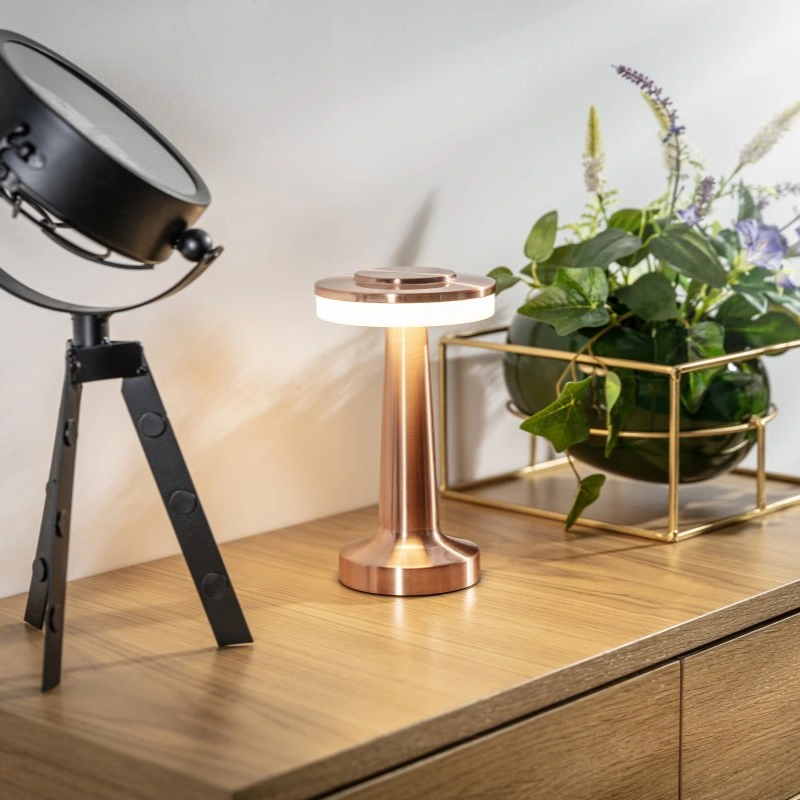 Table Lamp Metal 21.0 cm USB Rechargeable Dimmable Bedroom Restaurant Wireless LED Mood Lighting | Thomler