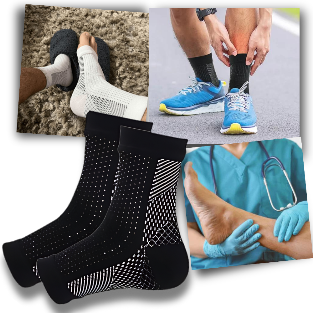 Open-Toe Compression Socks for Nerve Pain & Plantar Fasciitis Relief - Therapeutic Arch Support Foot Sleeves for Circulation & Heel Pain | Thomler