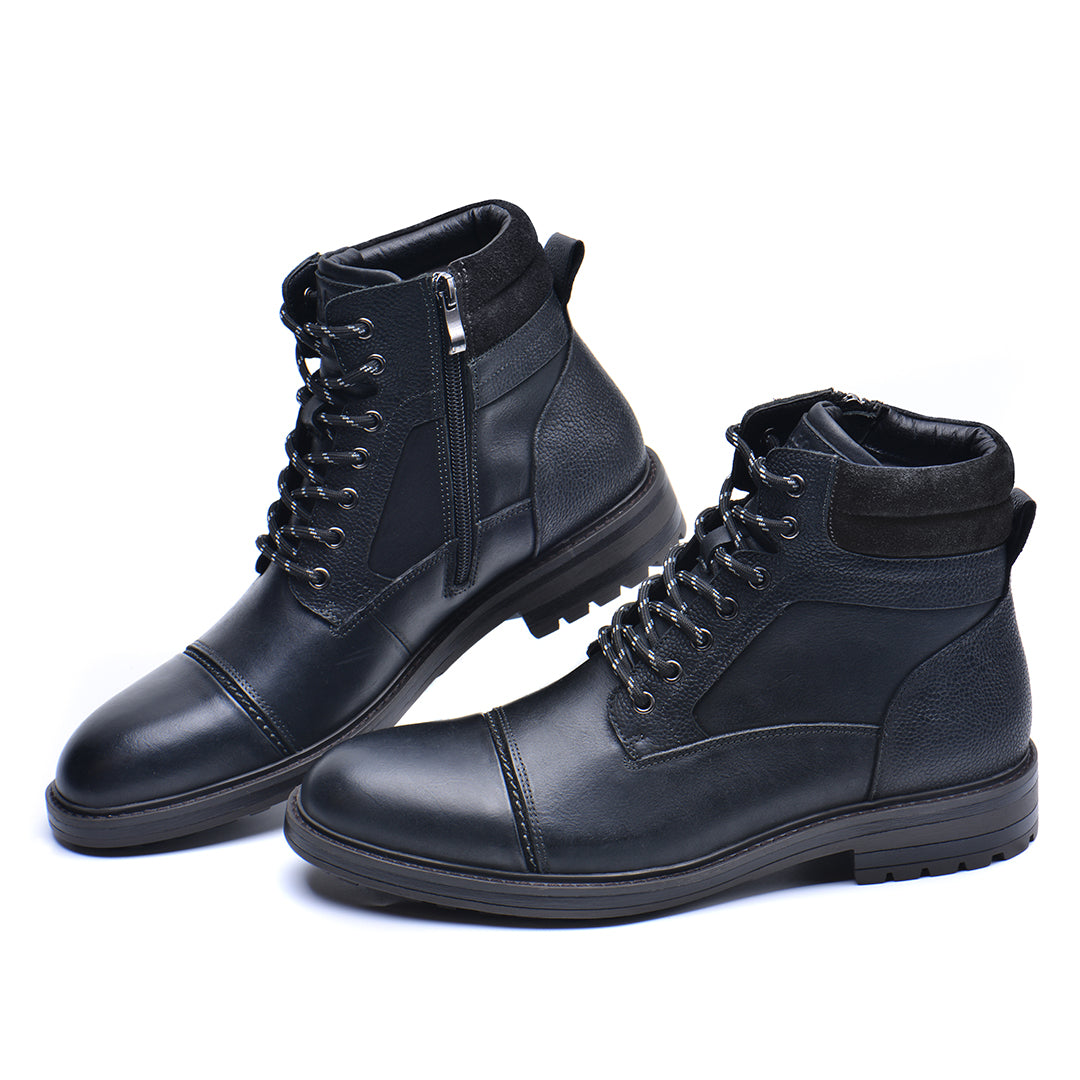 Men's Waterproof Leather Combat Boots with Reinforced Stitching & Anti-Slip Sole for Work, Hiking & Everyday Wear | Thomler