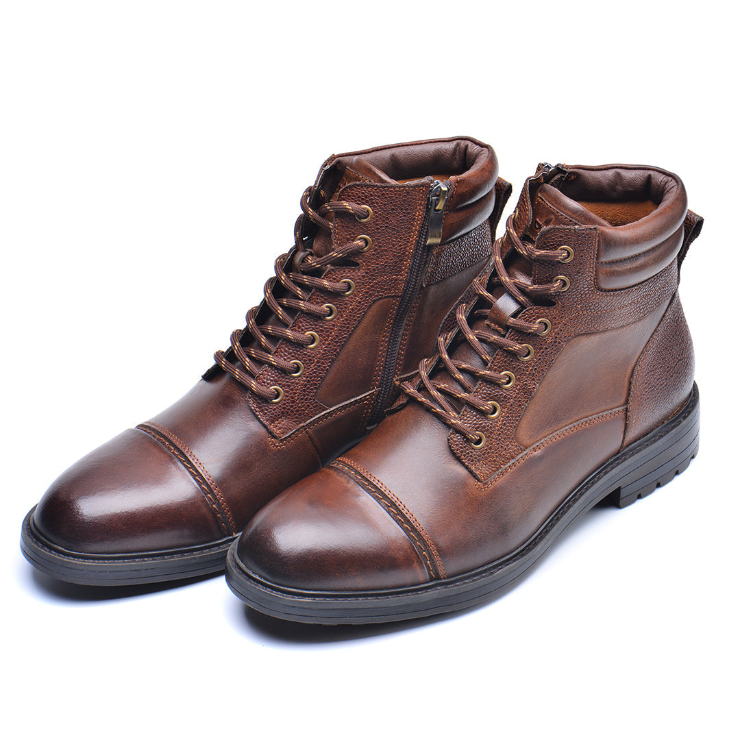 Men's Waterproof Leather Combat Boots with Reinforced Stitching & Anti-Slip Sole for Work, Hiking & Everyday Wear | Thomler