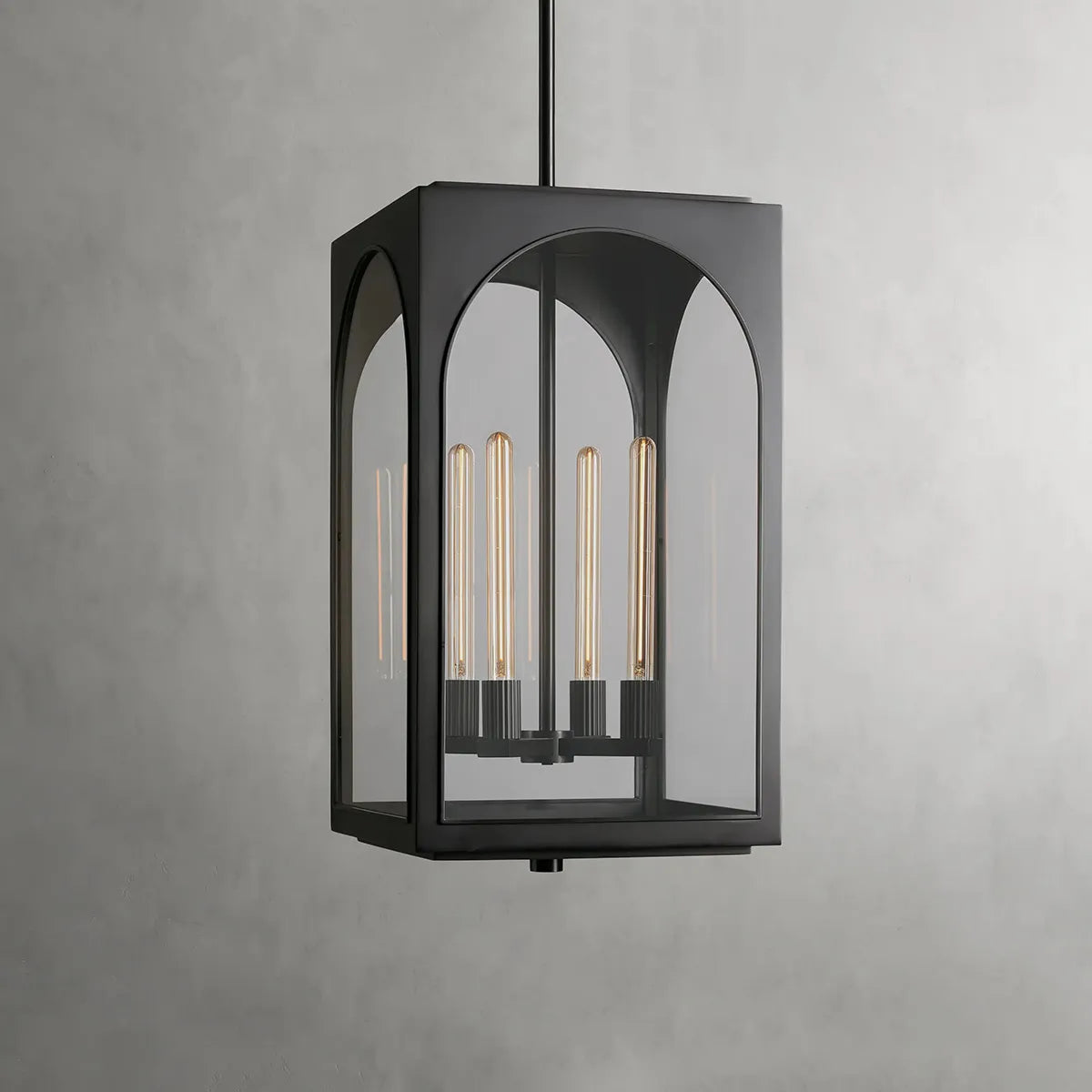 Arched Glass Outdoor Hanging Light with Adjustable Drop & Extension Rods for Patio, Porch, Entryway & Covered Deck | Thomler