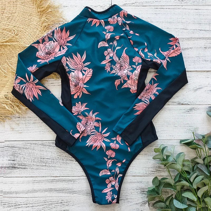 Full-Coverage Athletic Swimsuit with Front Zip & UV Protection for Women | Thomler