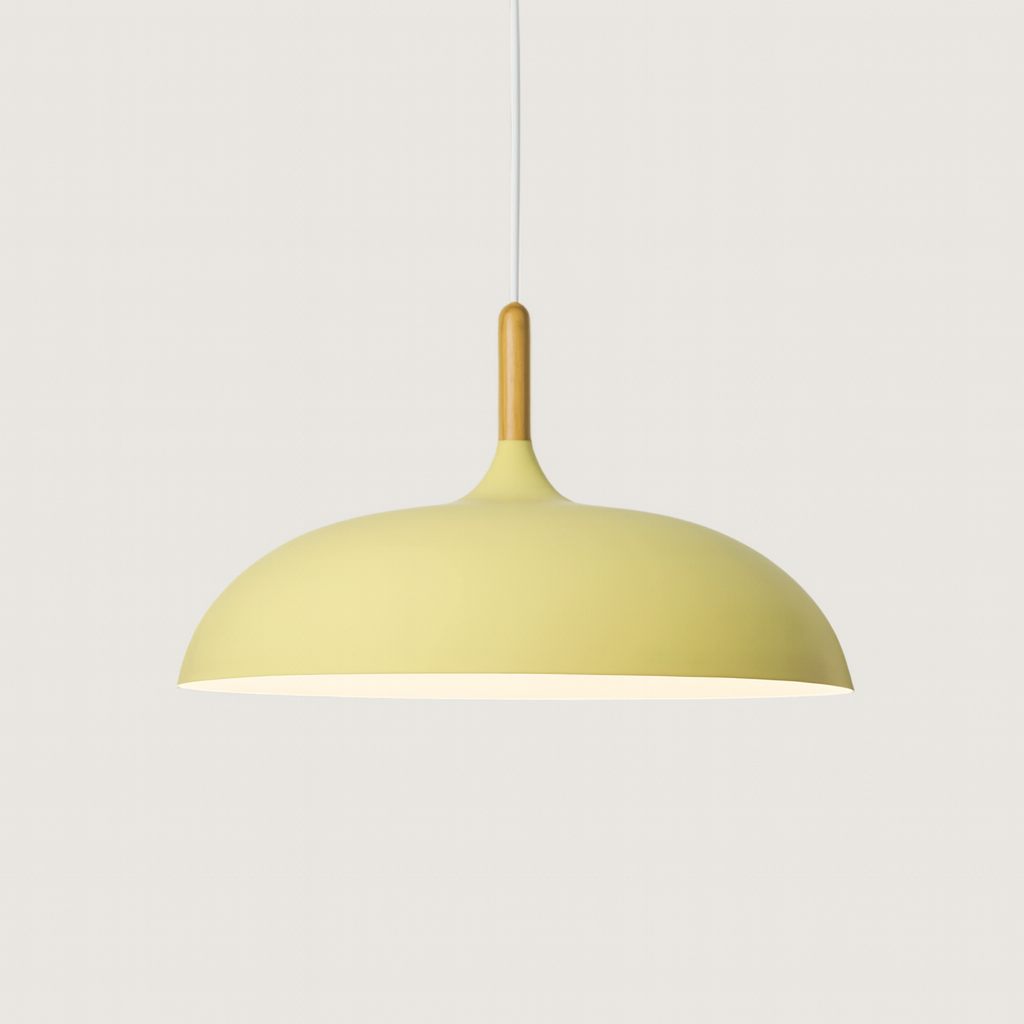 Pendant Light Aluminium Wood 35.0 cm Pastel Dining Room Kitchen Island Hanging Ceiling Lamp E27 Retro Dome Globe | Thomler