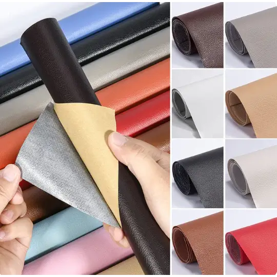 Peel-and-Stick Leather Repair Patches for Furniture, Car Seats & Bags – Cut-to-Fit, Waterproof Vinyl Sheet 20×54 in | Thomler
