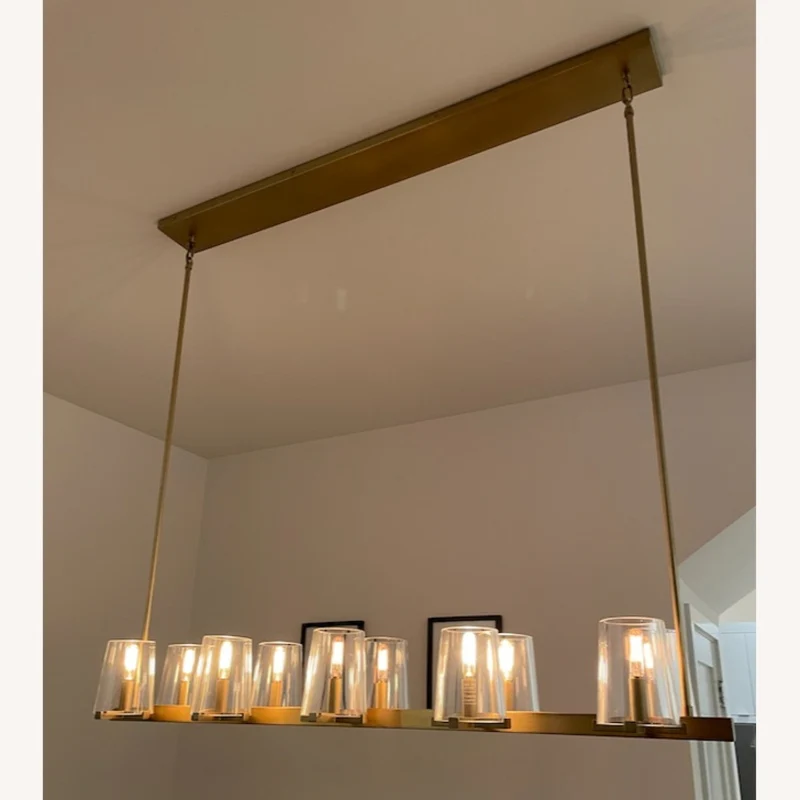 Linear Crystal Chandelier 49-60 Inch X-Frame Dining Room Ceiling Light Brass Nickel Bronze Kitchen Island | Thomler