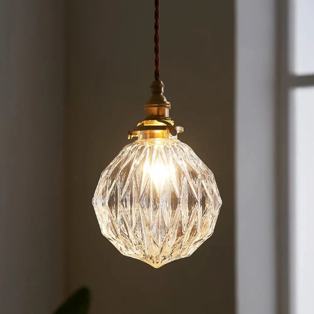 Industrial Glass Globe Pendant Light Fixture Clear Sphere Hanging Lamp Dining Room Kitchen Island Ceiling Lighting E26 Socket | Thomler