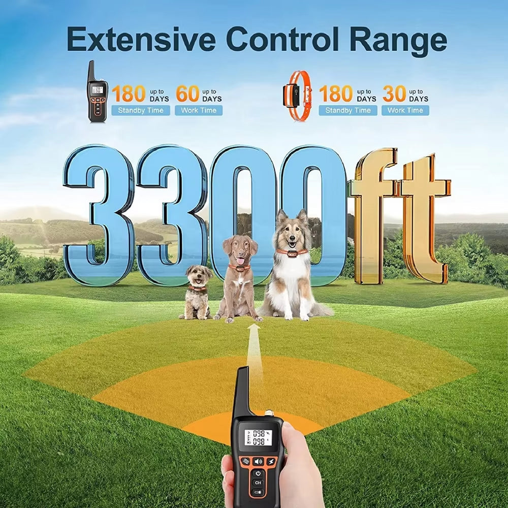 Remote Dog Training Collar with Sound, Vibration & Correction – 3300 ft Range, Waterproof, Rechargeable for Small to Large Dogs 4-120 lb | Thomler