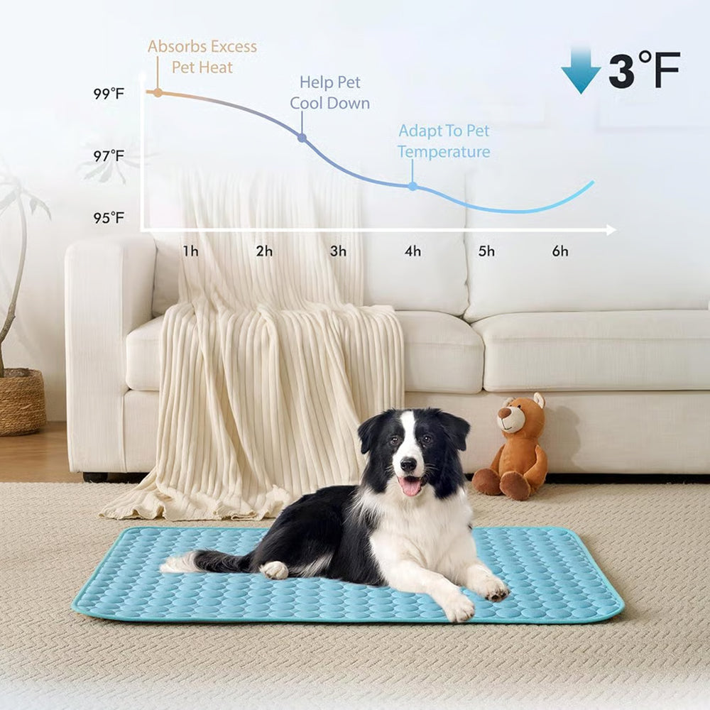 Self-Cooling Dog Mat | Gel-Free Heat Relief Pad for Summer | Machine Washable | 6 Sizes for Small to Large Dogs | Thomler