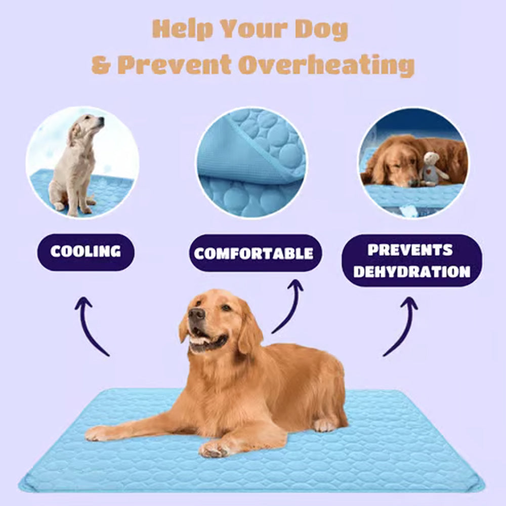 Self-Cooling Dog Mat | Gel-Free Heat Relief Pad for Summer | Machine Washable | 6 Sizes for Small to Large Dogs | Thomler