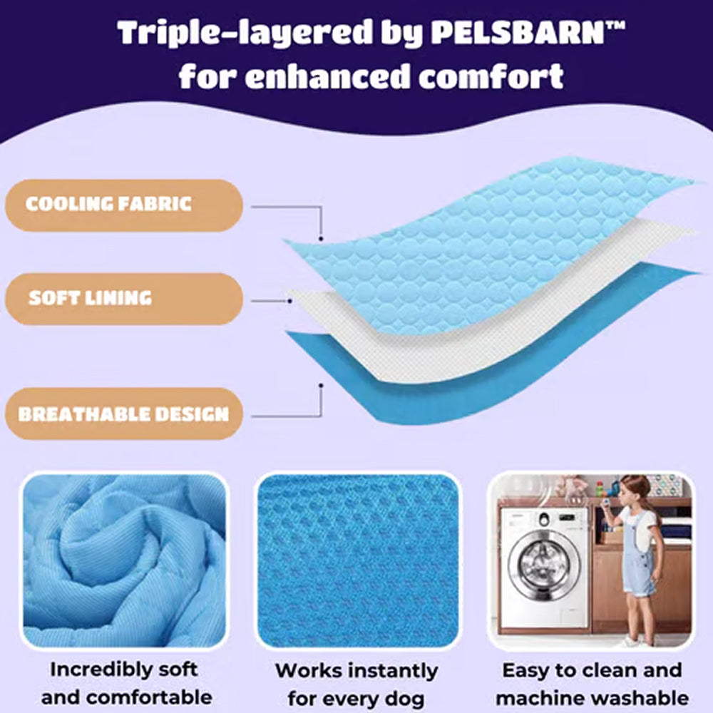 Self-Cooling Dog Mat | Gel-Free Heat Relief Pad for Summer | Machine Washable | 6 Sizes for Small to Large Dogs | Thomler