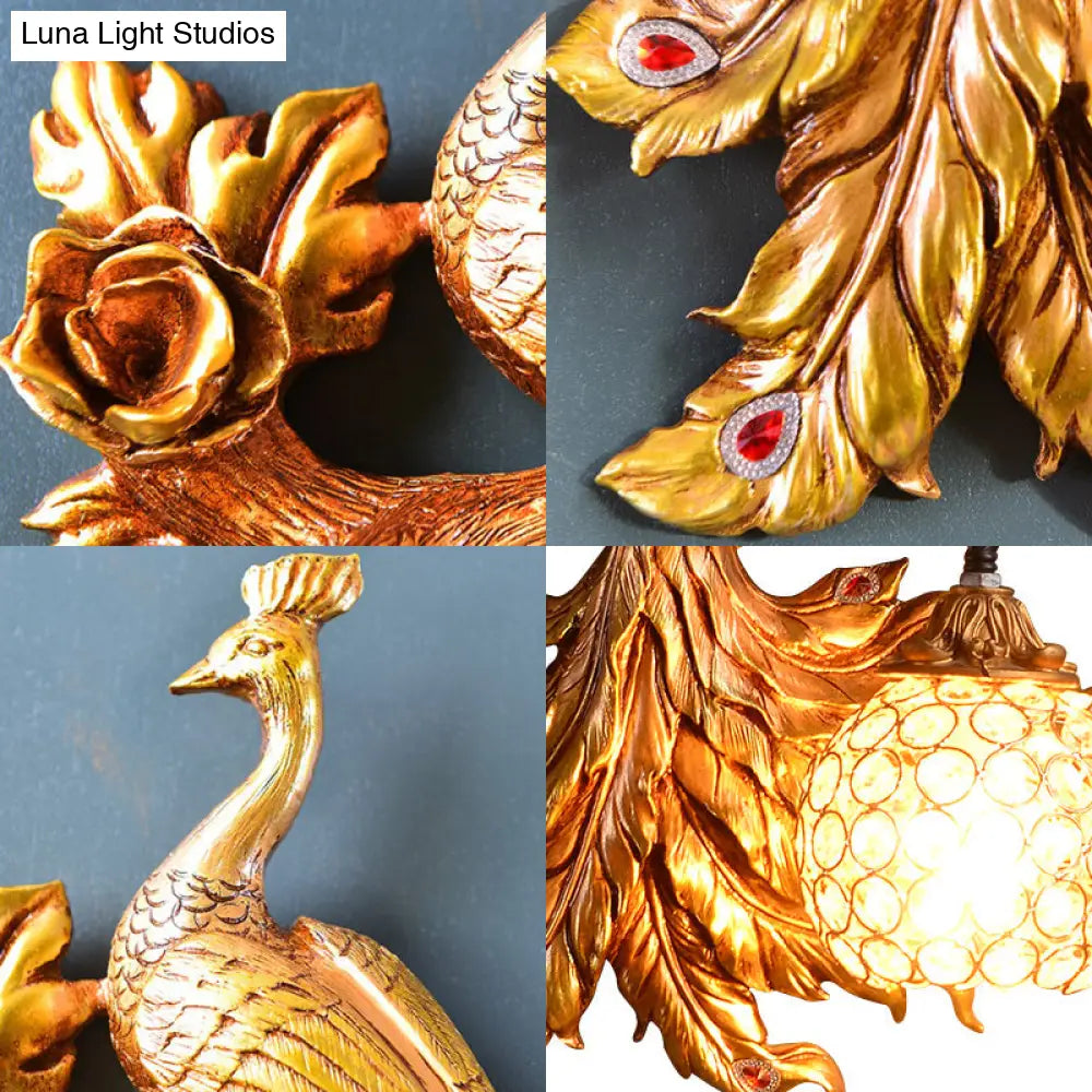 Decorative Bird Wall Sconce with Crystal Orb Shade – Resin Accent Lighting for Living Room, Bedroom & Hallway – Left or Right Facing Design | Thomler