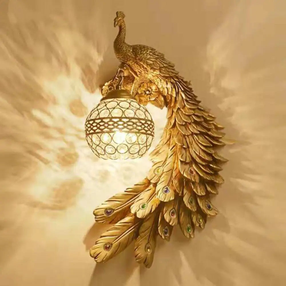 Crystal-Embellished Resin Wall Sconce – Decorative Bird-Inspired Light Fixture for Entryway, Living Room, Bedroom | Traditional | Thomler