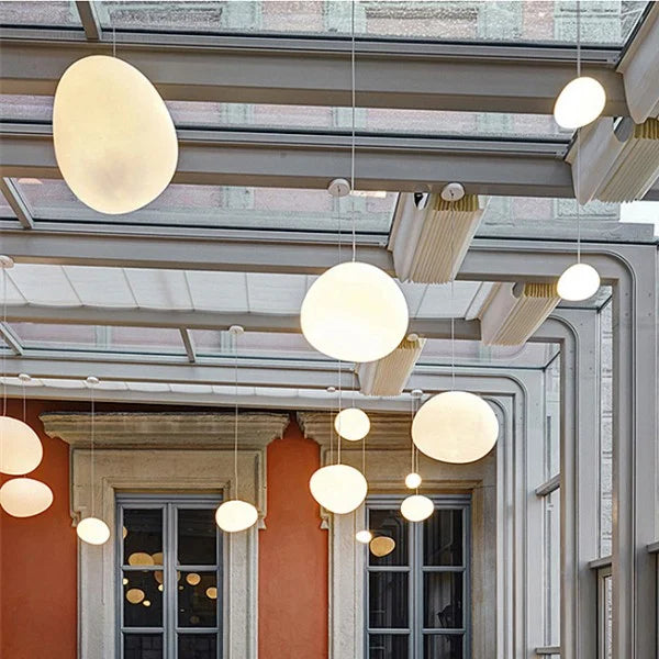 Pendant Light Hand Blown Glass 32.0 cm White Dining Room Kitchen Island Hanging Ceiling Lamp Frosted Satin Shade | Thomler