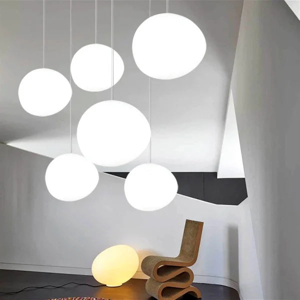 Pendant Light Hand Blown Glass 32.0 cm White Dining Room Kitchen Island Hanging Ceiling Lamp Frosted Satin Shade | Thomler