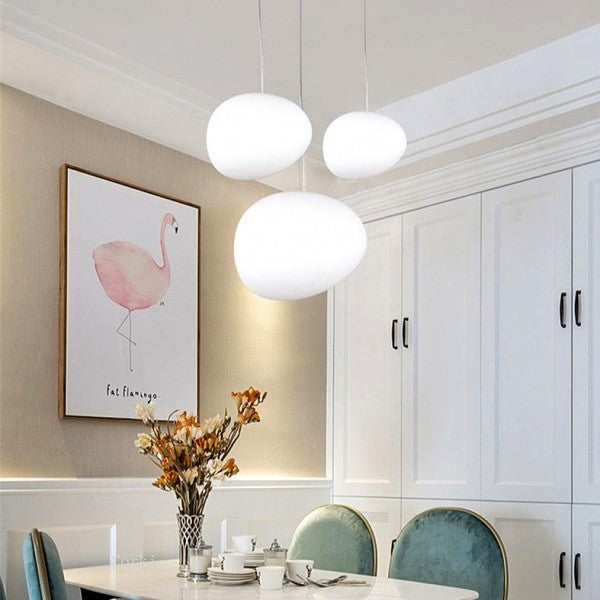 Pendant Light Hand Blown Glass 32.0 cm White Dining Room Kitchen Island Hanging Ceiling Lamp Frosted Satin Shade | Thomler