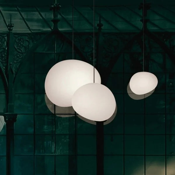 Pendant Light Hand Blown Glass 32.0 cm White Dining Room Kitchen Island Hanging Ceiling Lamp Frosted Satin Shade | Thomler
