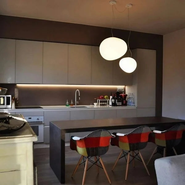 Pendant Light Hand Blown Glass 32.0 cm White Dining Room Kitchen Island Hanging Ceiling Lamp Frosted Satin Shade | Thomler