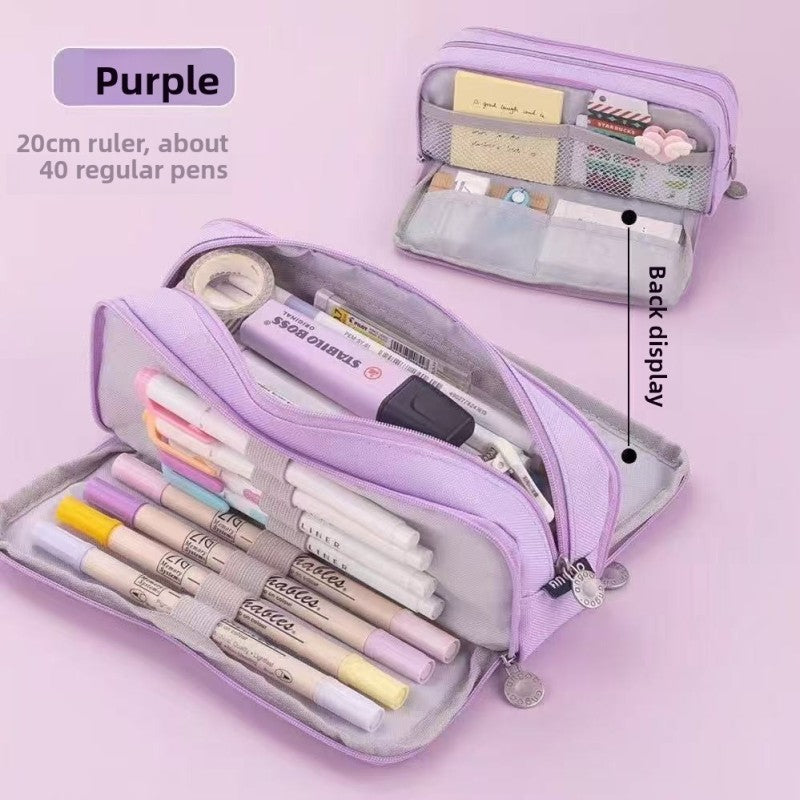 Kids Pencil Organizer with Elastic Straps & 180° Opening – Holds 40 Pens, Markers & School Supplies | Thomler