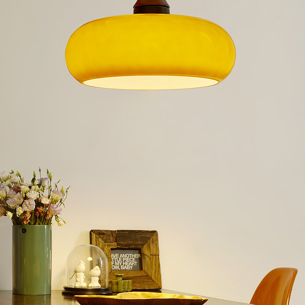 Pendant Light Glass And Wood 30.0 cm Warm Dining Room Living Room Bedroom Hanging Ceiling Lamp Retro Modern Vintage Atmosphere | Thomler
