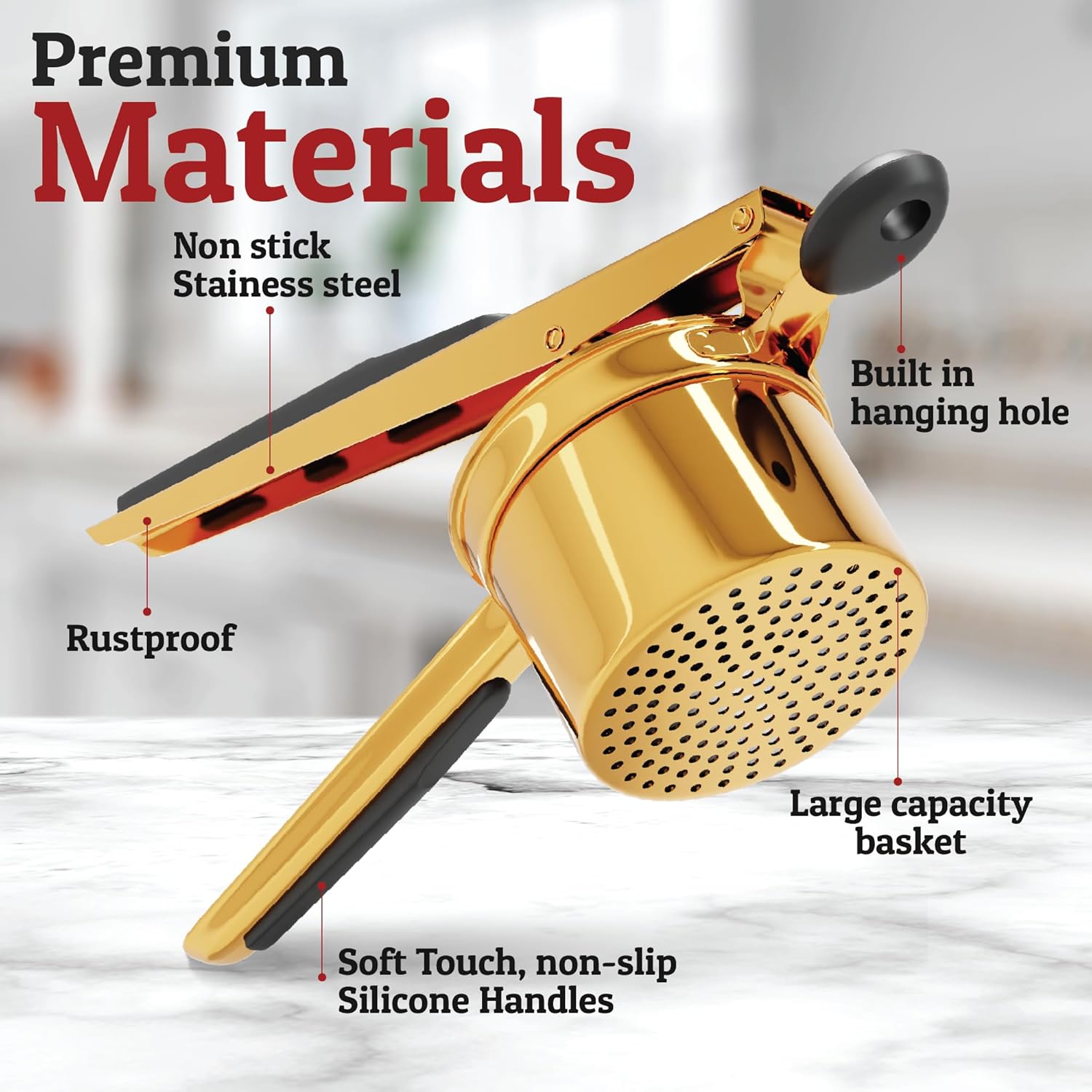 Stainless Steel Potato Masher for Smooth Creamy Results Kitchen Tool 15 oz Heavy Duty Design for Potatoes Vegetables Fruits | Thomler