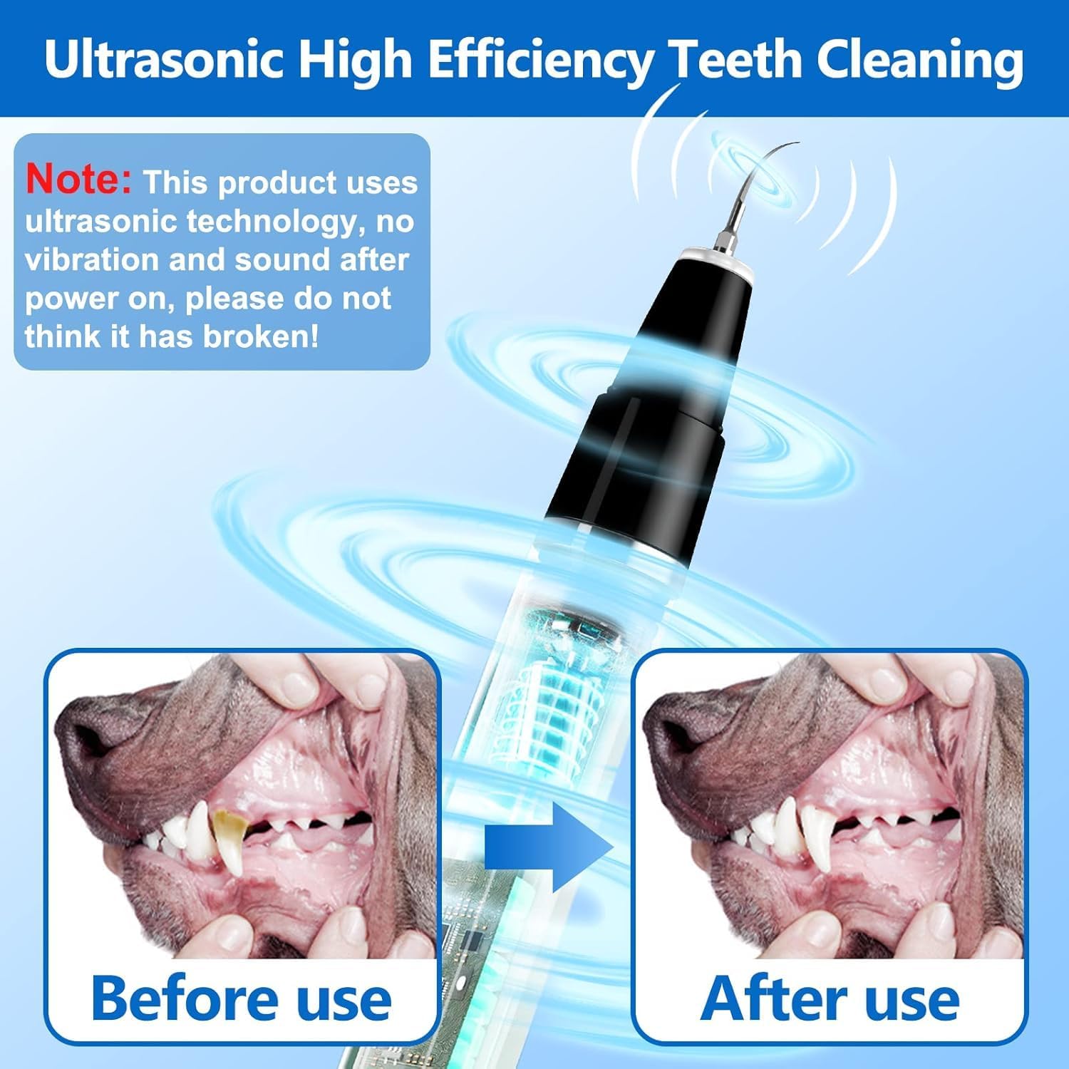 Ultrasonic Dog & Cat Dental Scaler for Home Use – Rechargeable Pet Tooth Cleaning Tool for Tartar & Plaque | Thomler