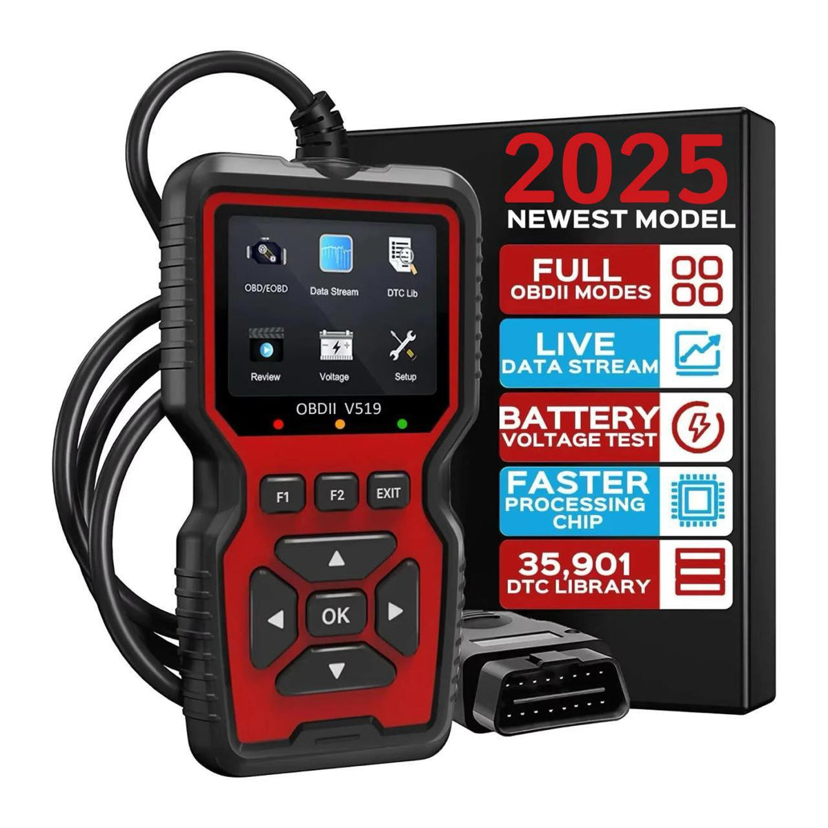 OBD2 Car Diagnostic Scanner with 2.8-Inch Color Display & 35,000+ Trouble Codes for Engine Checks, Live Data & Emissions Testing | Thomler