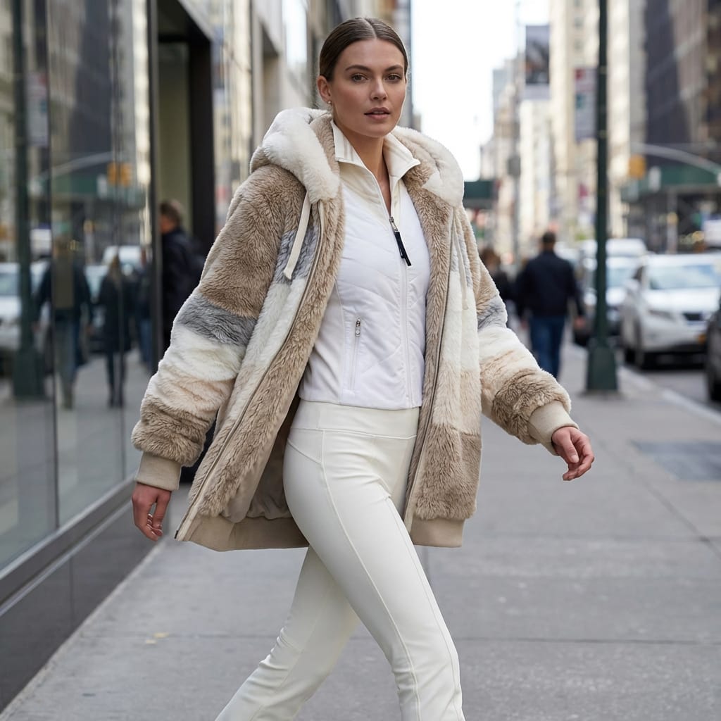 Women's Oversized Hooded Winter Jacket with Fleece Lining and Side Pockets for Cold Weather | Thomler