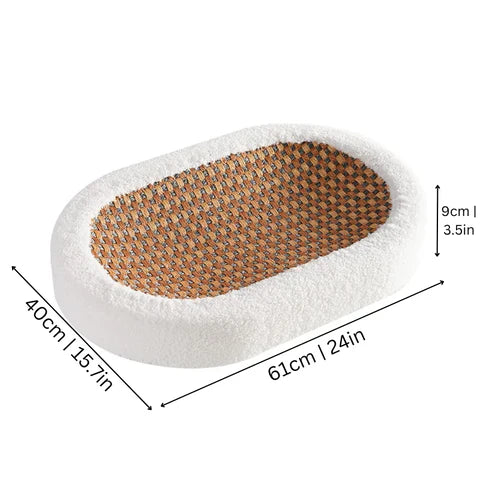 Cat Scratcher Bed with Plush Cushion and Scratch Surface for Indoor Cats, Cozy Lounge and Claw Pad Combo for Furniture Protection | Thomler
